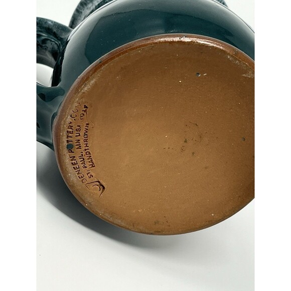 Deneen Pottery Lake Toxaway Greystone Inn NC Drip Green Cup Mug Handthrown USA - Picture 11 of 14